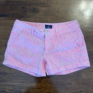 Bright pink geometric shorts